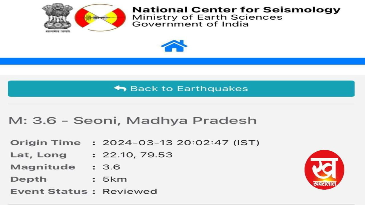 Vedio : सिवनी में आया तीव्र भूकंप 3.6 मैग्नीट्यूड तीव्रता हुई दर्ज घटना सीसीटीवी कैमरे में हुई कैद