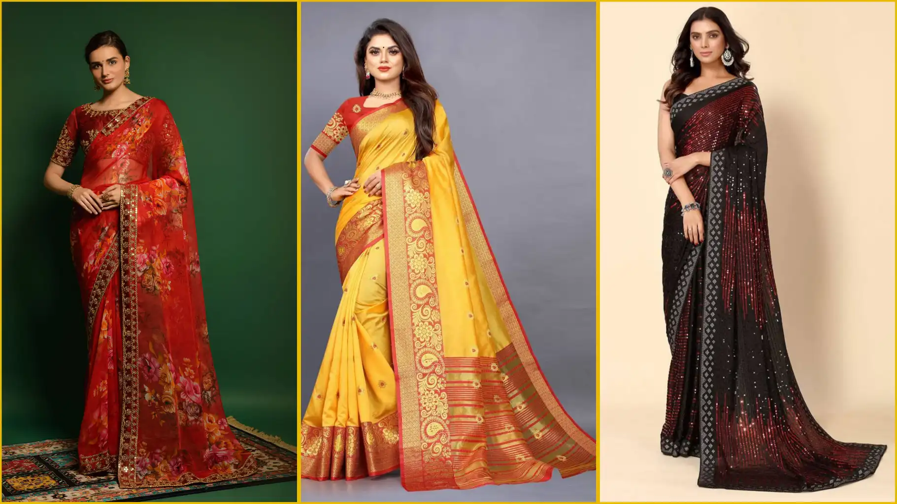 Party wear saree : खूबसूरती में लग जाएंगे चार चांद जब आप स्टाइल करेंगे ये 3 लैटेस्ट पार्टी वियर साड़ी