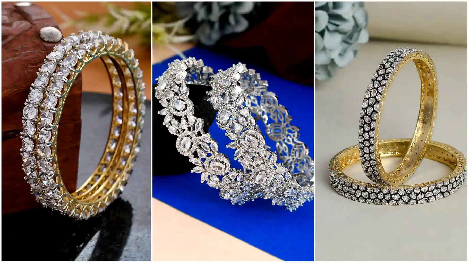 Ad stone bangles : स्टाइलिश और ट्रेंडी लुक पाने के लिए ट्राई करिए यह अमेरिकन डायमंड बैंगल्स