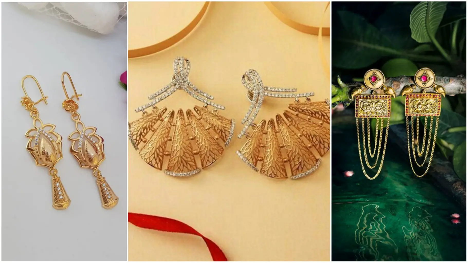 Gold Earrings Design : आजमाएं गोल्ड के यह 3 आकर्षक और शानदार पार्टी वियरइयररिंग्स