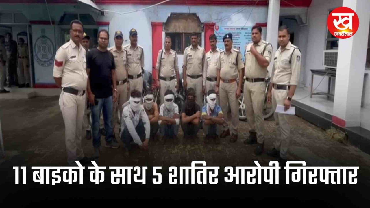 MP Crime News : चोरी हुई 11 बाइको के साथ 5 शातिर आरोपी गिरफ्तार 