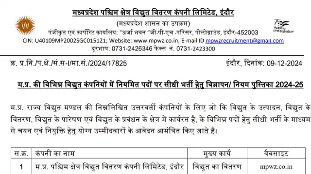 बिजली विभाग वैकेंसी 2025: 10वीं और 12वीं पास वाले छात्रों के लिए 2500 से अधिक पदों पर भर्ती नोटिफिकेशन हुआ जारी