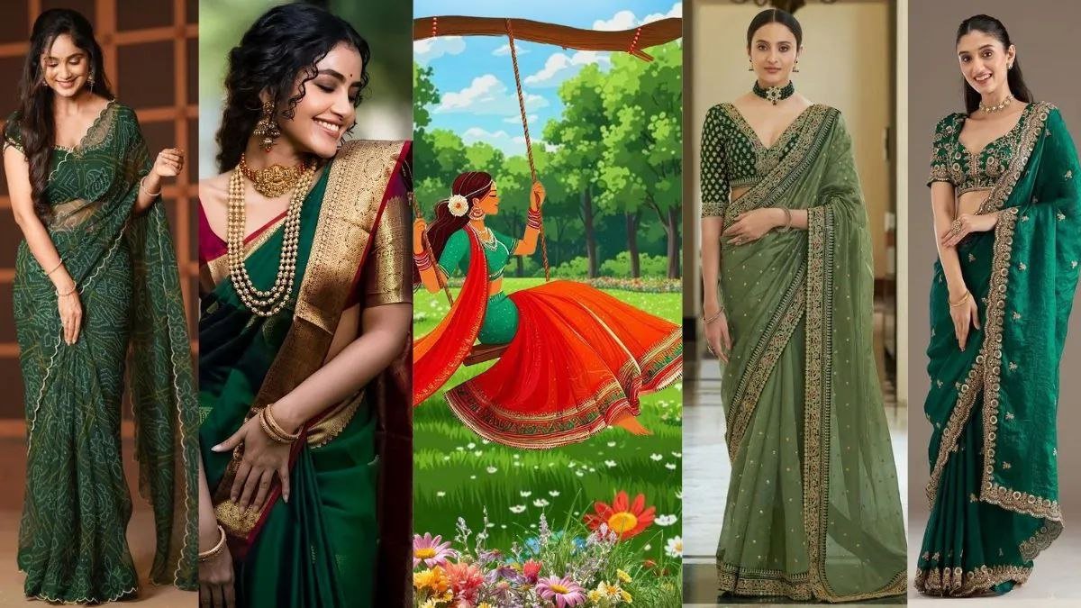 Saree For Hariyali Teej: हरियाली तीज पर पहने ग्रीन कलर में ग्लैमरस साड़ियां, चांद सा दिखेगा चेहरा