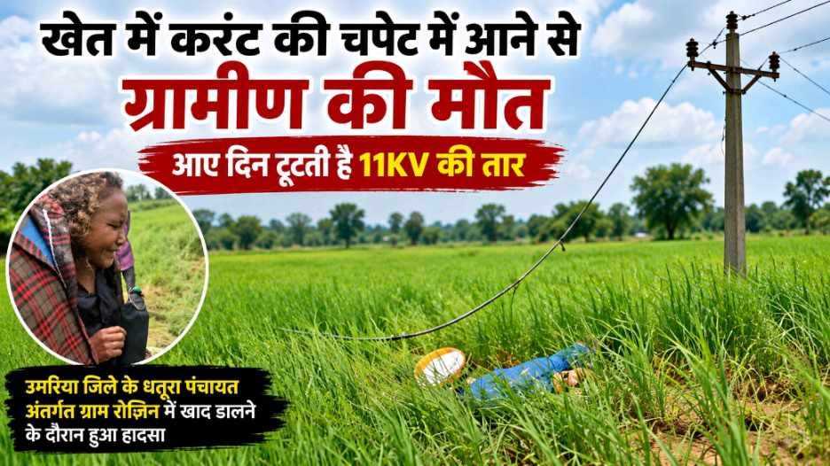 खेत में करंट की चपेट में आने से ग्रामीण की मौत आए दिन टूटती है 11KV की तार