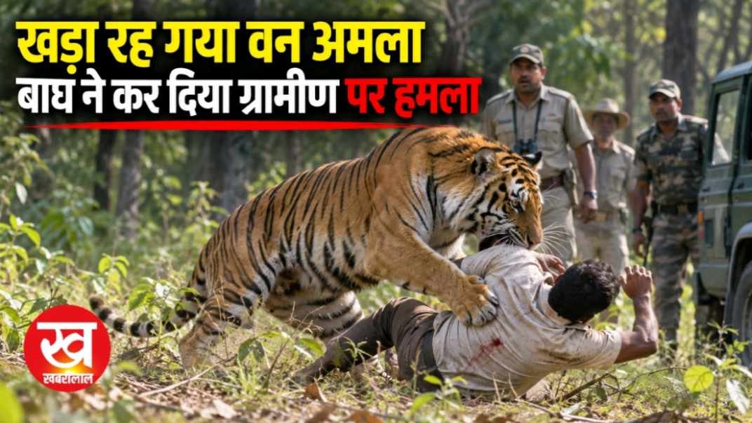 खड़ा रह गया वन अमला बाघ ने कर दिया ग्रामीण पर हमला